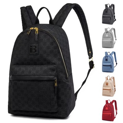 Checkerboard Print Polyester Laptop Backpack